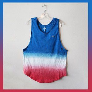 Hollister Guys Tank Top in Blue to Red Dip Dye, M